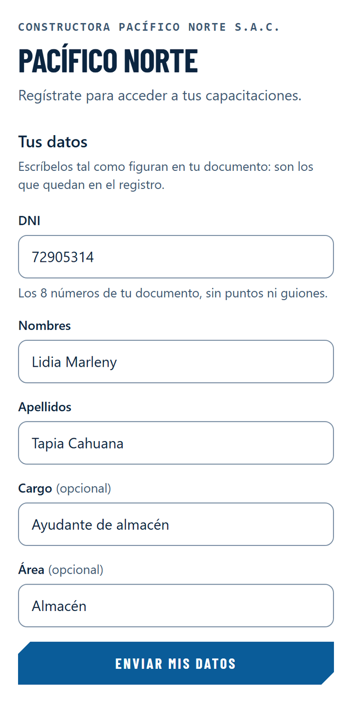 Registro con DNI